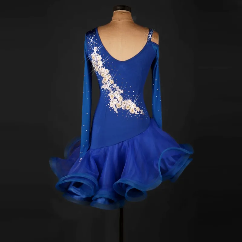 Латинский костюм Для женщин 2018 Новый Королевский Синий Профессиональный