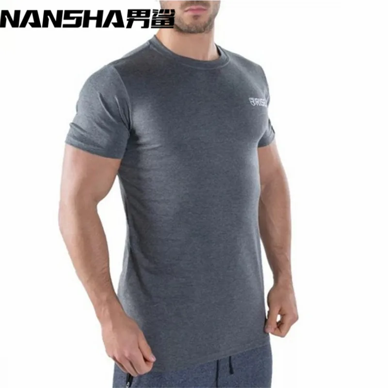 Подъем Для Мужчин's Повседневное Фитнес футболка с короткими рукавами Homme тренажерный зал Футболка Для мужчин Фитнес модные футболки для бодибилдинга - Цвет: Серый
