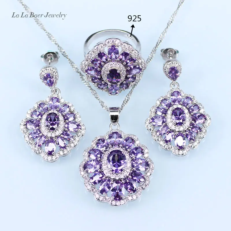 L & B роскошный Австралийский Фиолетовый Кристалл серебряного цвета логотип 925