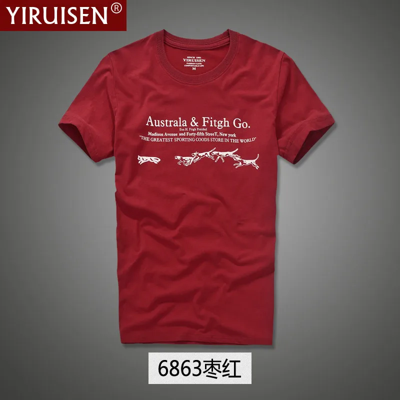6863 YIRUISEN, брендовая одежда, принт, короткий рукав, футболка для мужчин, хлопок, модный летний топ с круглым вырезом, футболки, мужские S-XXXL - Цвет: 6863