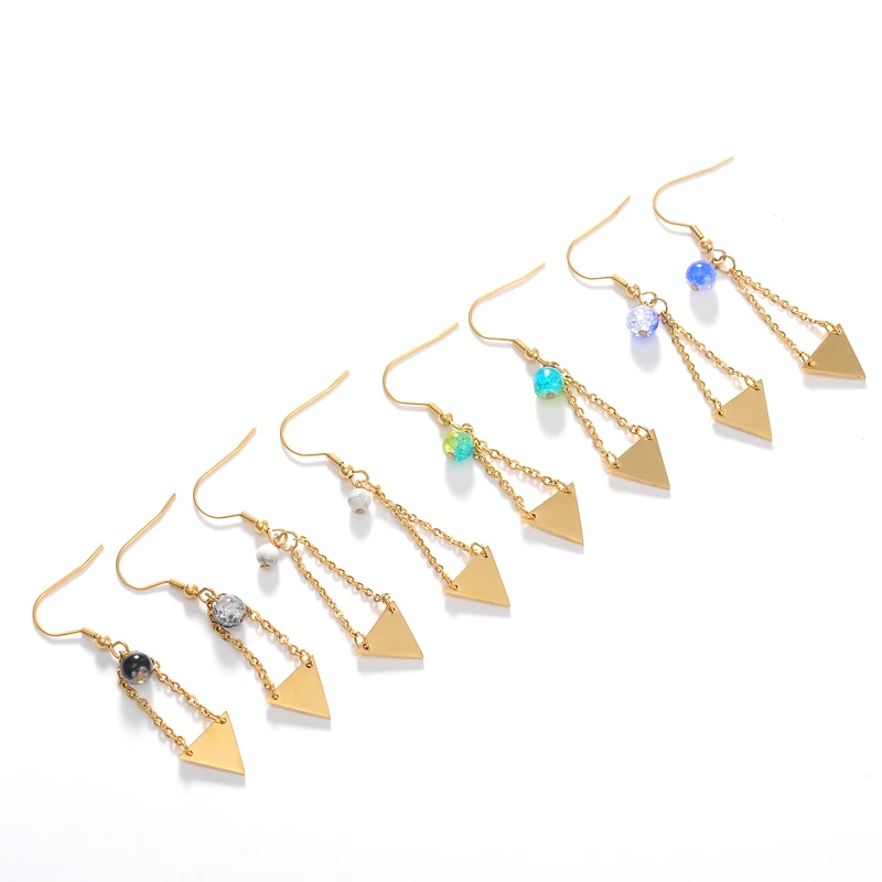 Triangle bead colorful Earrings | Украшения и аксессуары