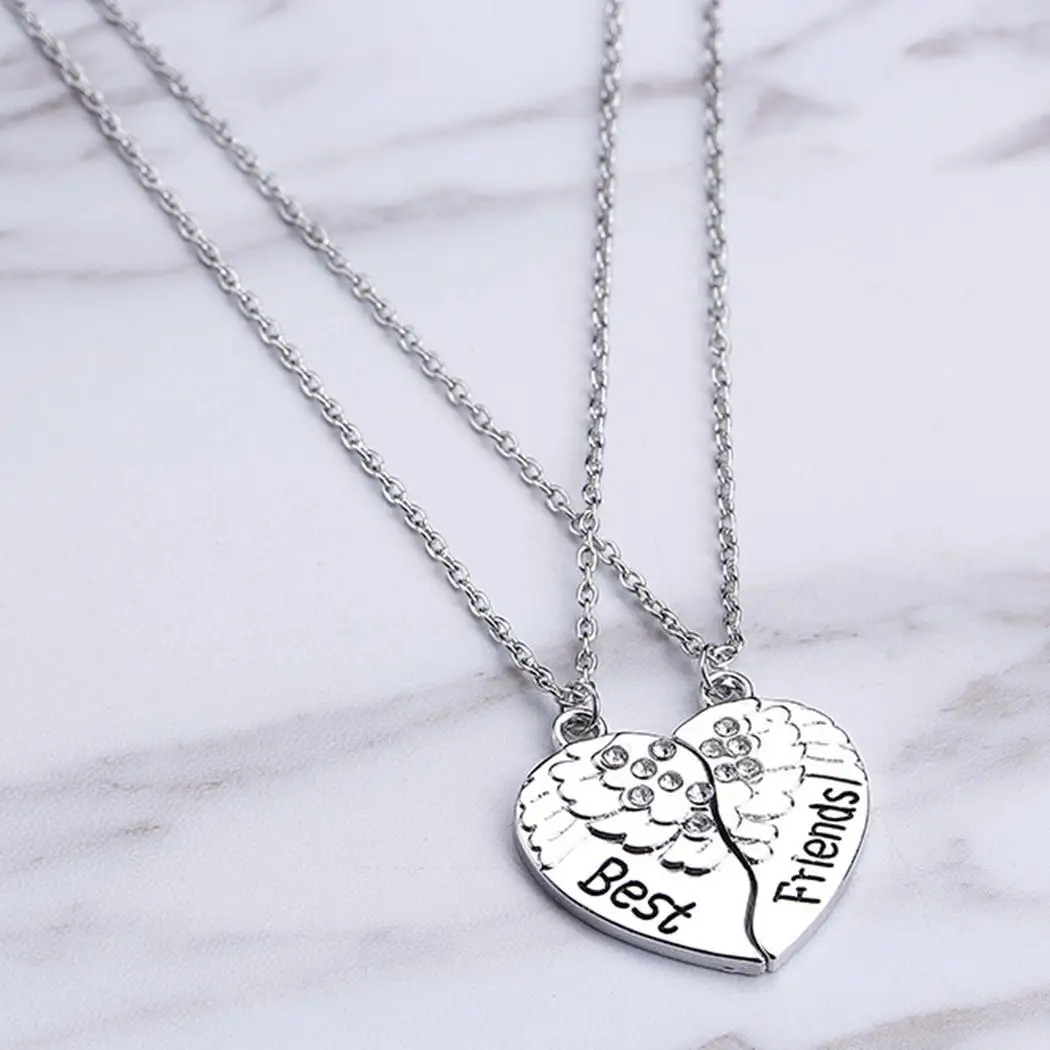 New Fashion Good Friends Heart Shape 31mm Charm Link Chain Jewelry Pair of Necklace(2pcs) Necklace Silver | Украшения и