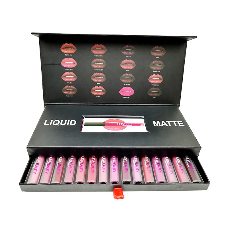 Жидкая помада 2 в 1 Hudas Beauty Makeup 6 шт. + Крем теней для век блеск губ Labiales матовый