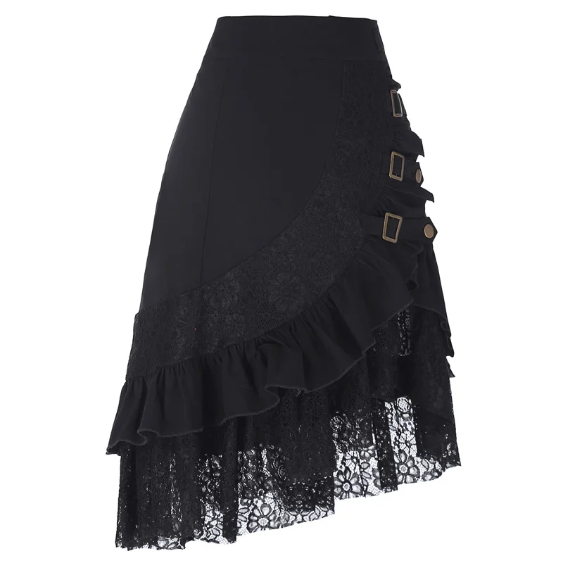 Винтаж Женщин Стимпанк Готический Одежда Цыганский Хиппи Faldas Высокой Эластичный