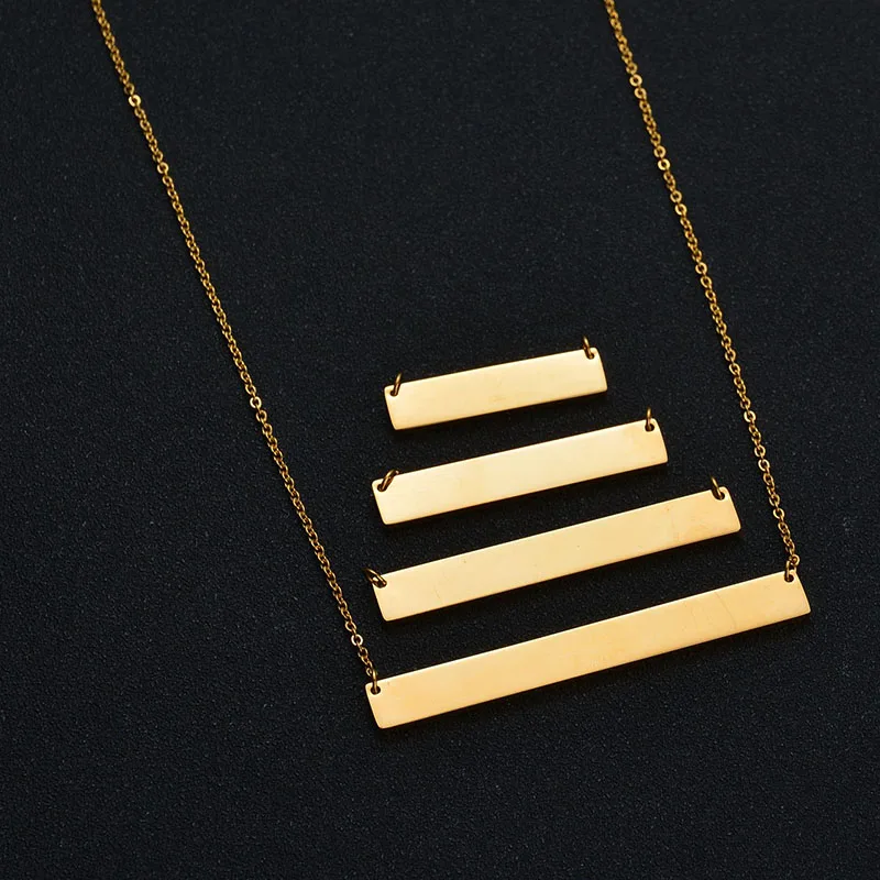 

Personalized Blank Bar DIY Pendant Necklace Full Size Stainless Steel Custom Name Necklace Can Engrave Word Letters Jewelry