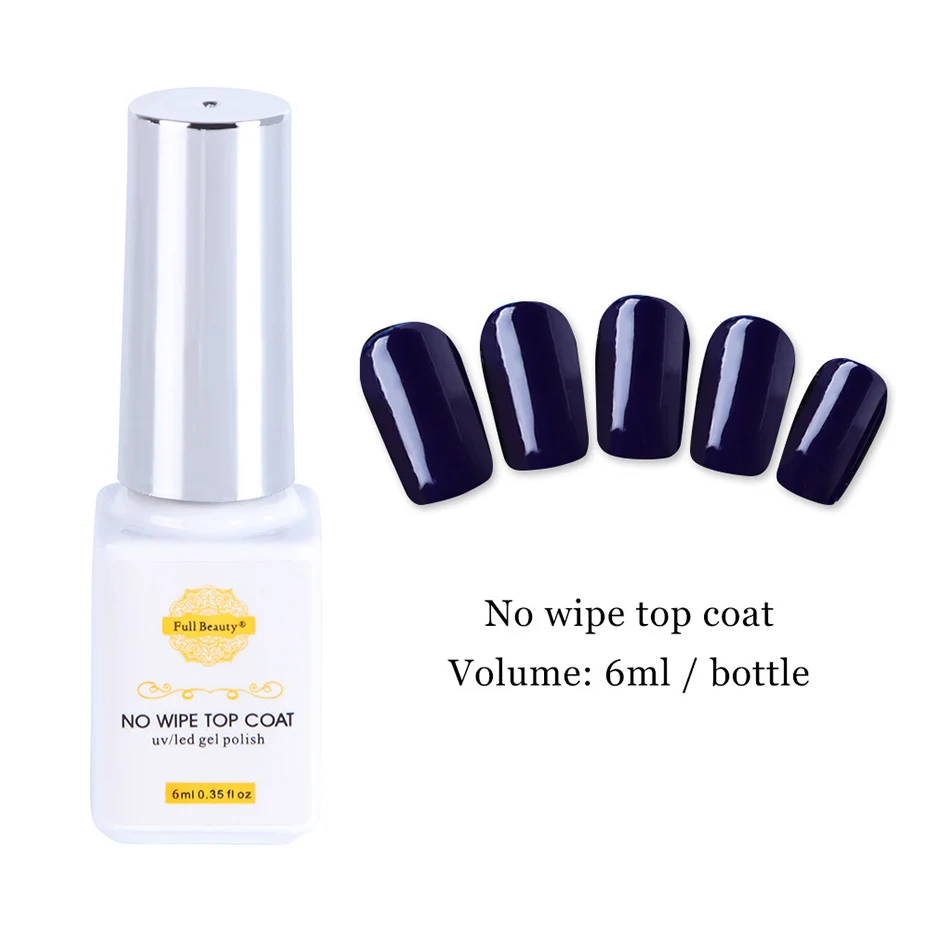 No Wipe Top Coat 6 мл УФ-гель для ногтей телесный чистый цвет прозрачный лак летний прозрачный розовый кофе замочить от лака верхнее покрытие маникюр LALT01-06 - Цвет: No Wipe Top Coat