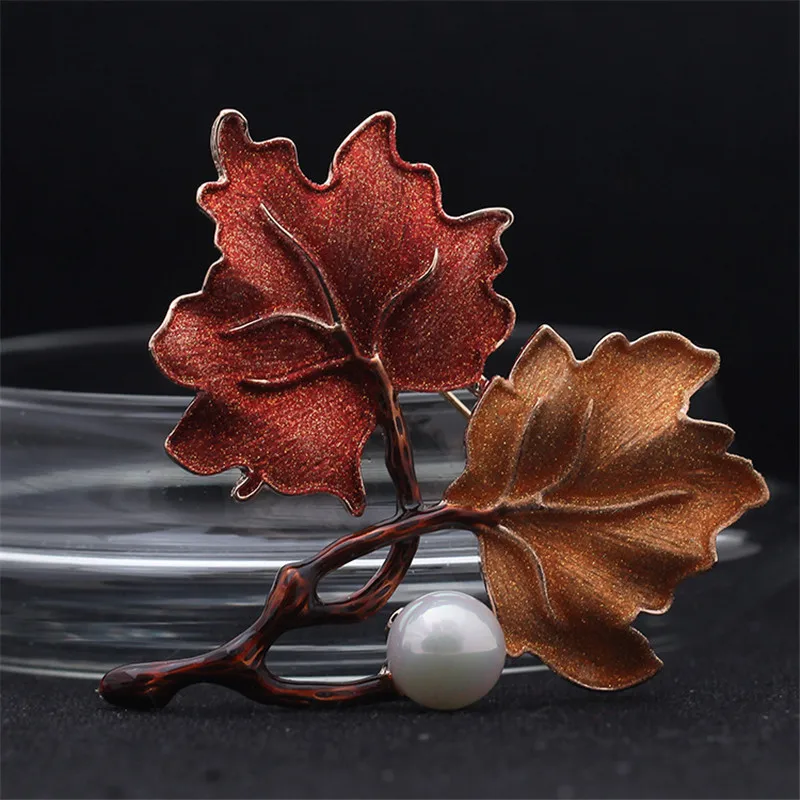 Новое поступление винтажная Женская Брошь Мода Кленовый лист имитация жемчуга