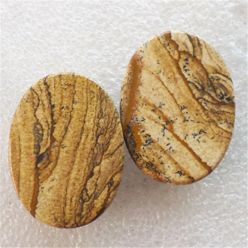 Оптовая продажа овальный кабошон Jaspers с естественным изображением (2 шт./лот) 40x30x8