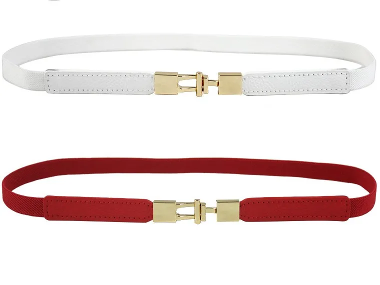 Милый дизайн тонкий пояс Красная тонкая золотая Пряжка мини Талия талия черный