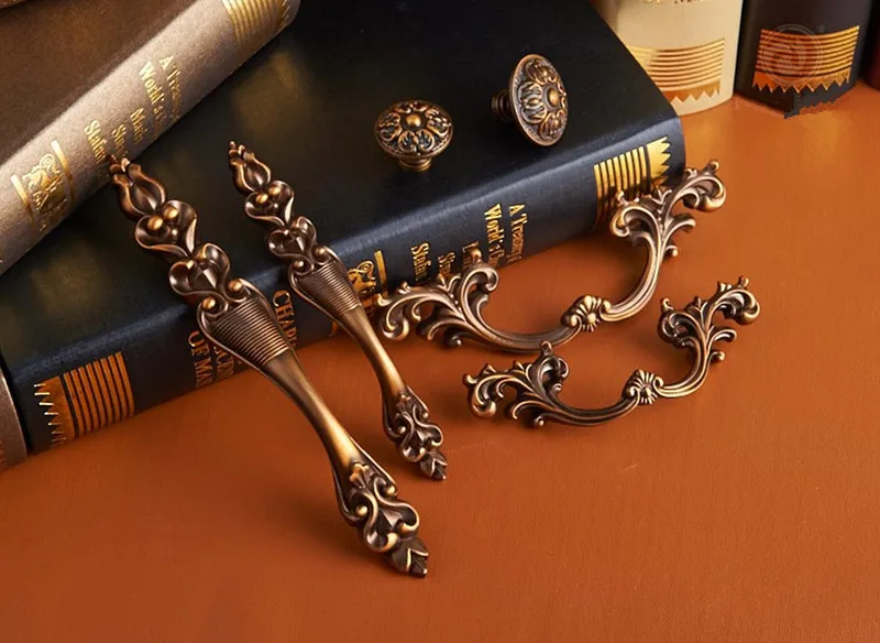 6 стилей Chic ящика Тянет ручки античная латунь комод ручка деревенский Кухня