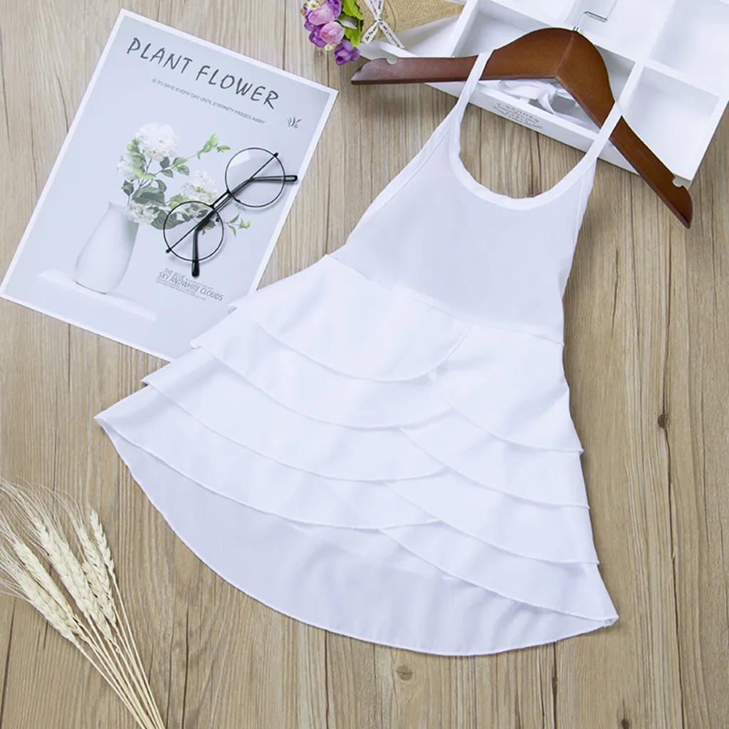 Платье для девочек Детские платья vestido летнее однотонное платье без рукавов с