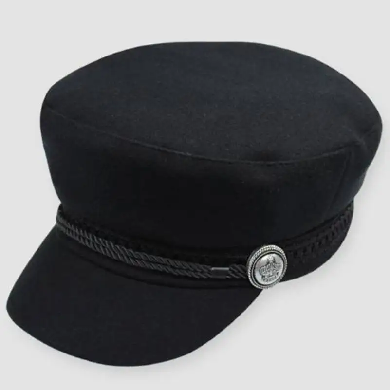 

HOT Casual Ladies Girls Black Wool Blend Baker Boy Peaked Cap Newsboy Hat womens captain Army military hat outdoor Decors