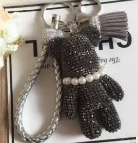 grey bear Блестящее украшение из жемчуга, полностью украшенное стразами, волшебный медведь, брелок для автомобиля и сумки, подвесное кольцо для ключей с подвеской - Цвет: grey bear