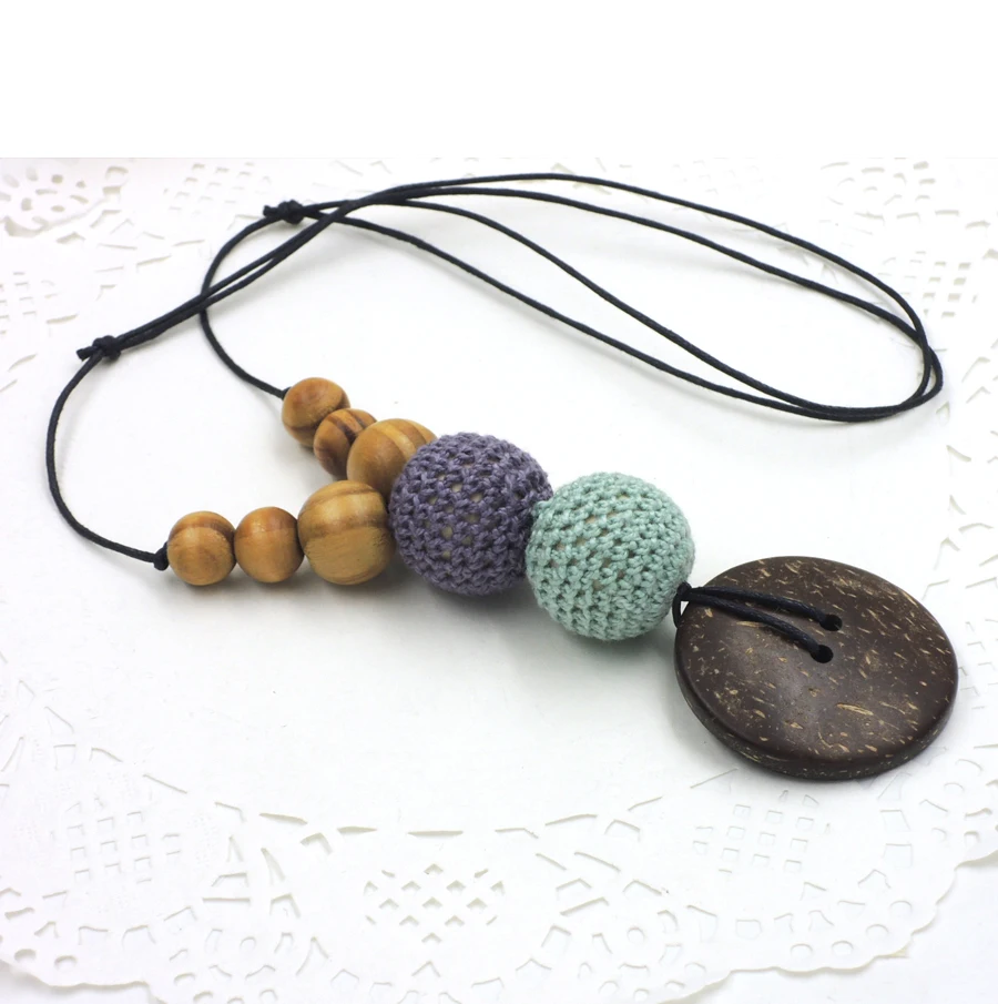 Деревянные сосновые шарики с крючком Кокосовая кнопка мятный синий и серый цвет
