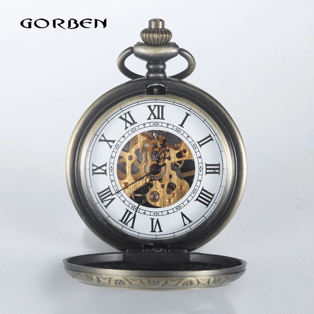 Мужские Винтажные аналоговые Механические карманные часы с римскими цифрами|watch