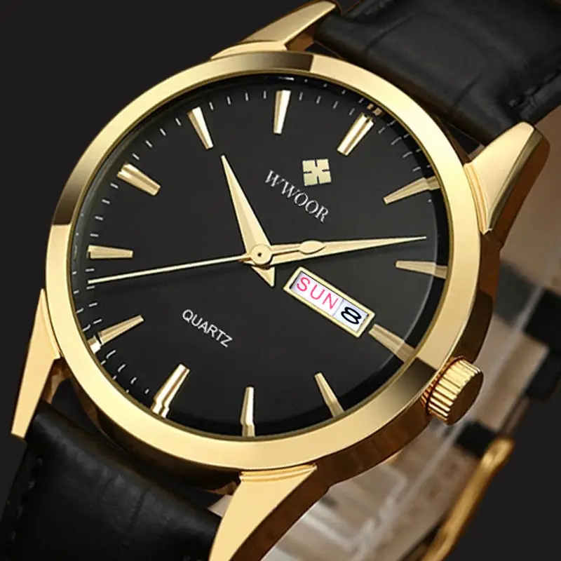 Часы с ремешком из натуральной коровьей кожи WWOOR мужские повседневные кварцевые