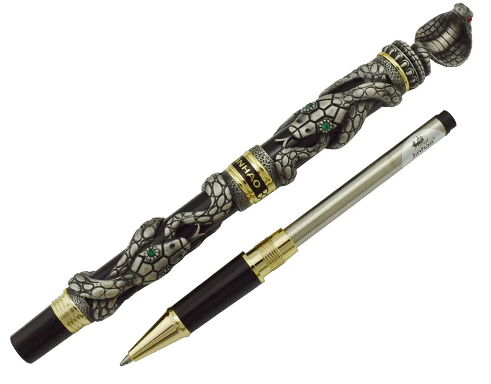Винтажная Ручка роллер Jinhao Snake серая ручка Кобра с объемным рисунком рельефная