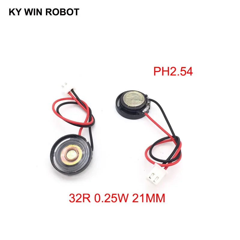 2pcs New Ultra-thin Toy-car horn 32 ohms 0.25 watt 0.25W 32R speaker Diameter 21MM 2.1CM with PH2.54 terminal wire length 10CM