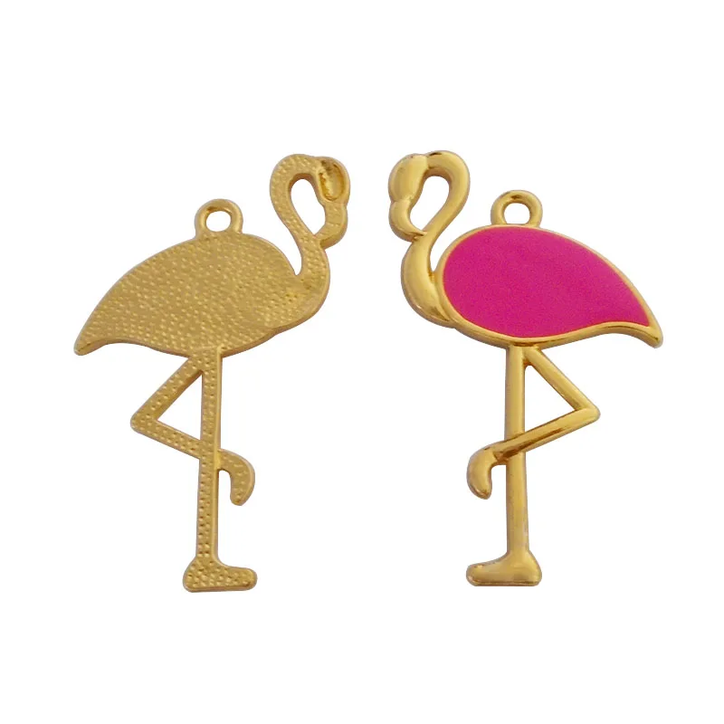 ZXZ 2pcs Gold Tone Zamak Large Red-crowned Crane Bird Enamel Charms Pendants for Necklace Jewelry Making Findings 63x40mm | Украшения и