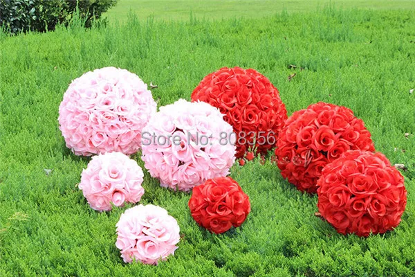 4pcs 23cm Diameter Kissing Balls Rose Flowers Ball for Wedding Party Suppermarket Floral Decoration 7 Colors | Дом и сад