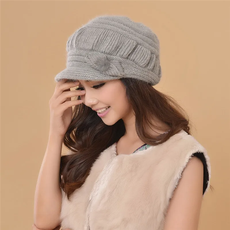 grey hat Charles Perra, женские вязаные шапки, зимние, утепленные, двойной слой, защита ушей, повседневные, шерстяные, женские шапки, теплые, женские шапочки CD63 - Цвет: grey hat
