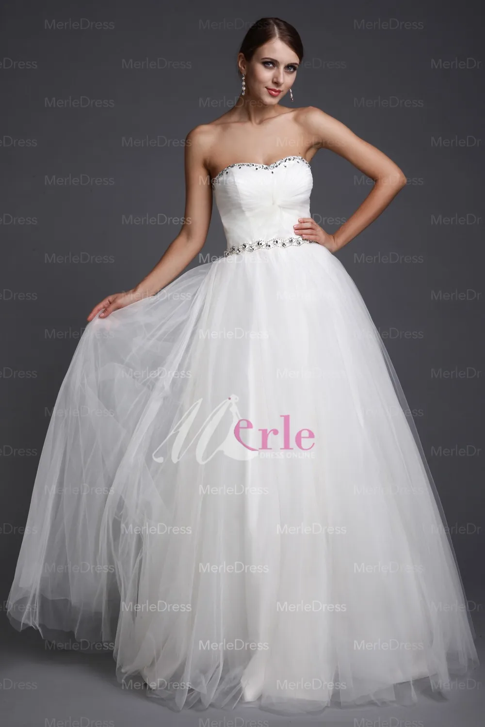 Мода 2015-Attractive A-Line / Princess милая рукавов длиной до пола длина бисероплетение чистая