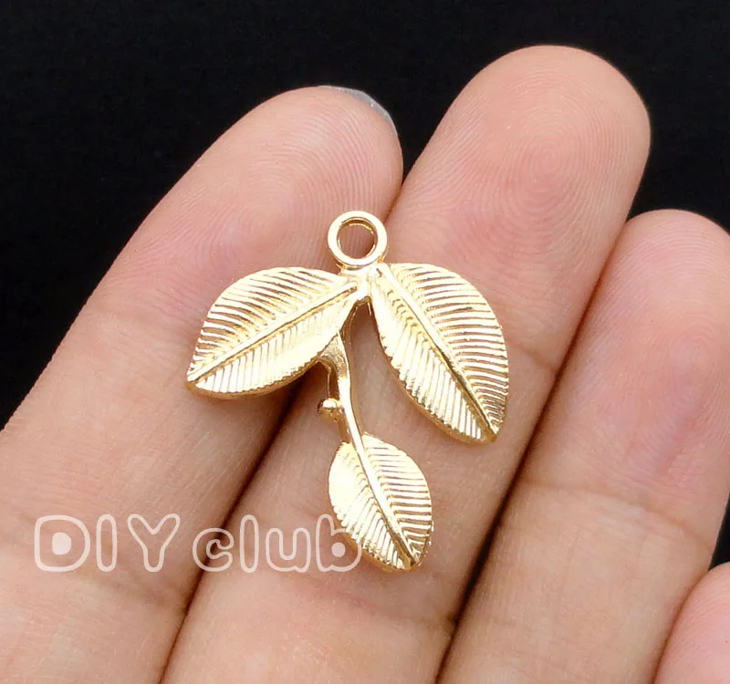 60 шт. подвеска в виде листьев с золотым/розовым золотом 27x23 мм|charm pendant|leaf charm pendantleaf