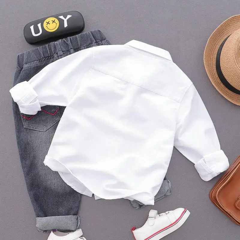 Рубашки для мальчиков летняя хлопковая Повседневная рубашка с длинными рукавами