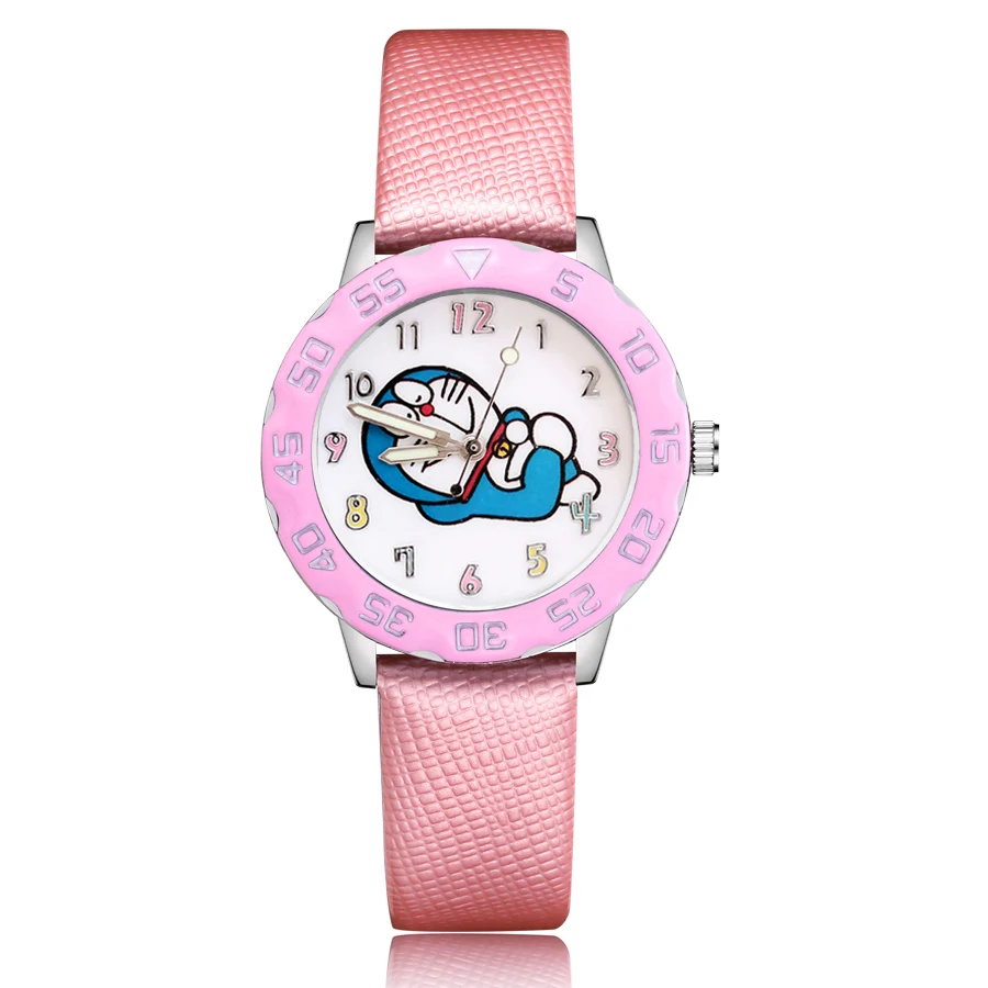 

Fashion Cartoon Doraemon Style Children's Kids Student Girls Boys Quartz Leather Wrist Watches Clcok JM73
