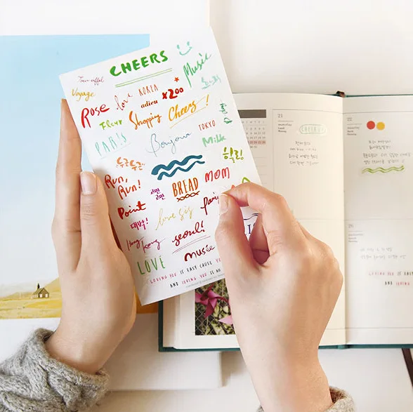 8 Соединенных корейских прозрачных ПВХ слов искусства слова DIY декоративные