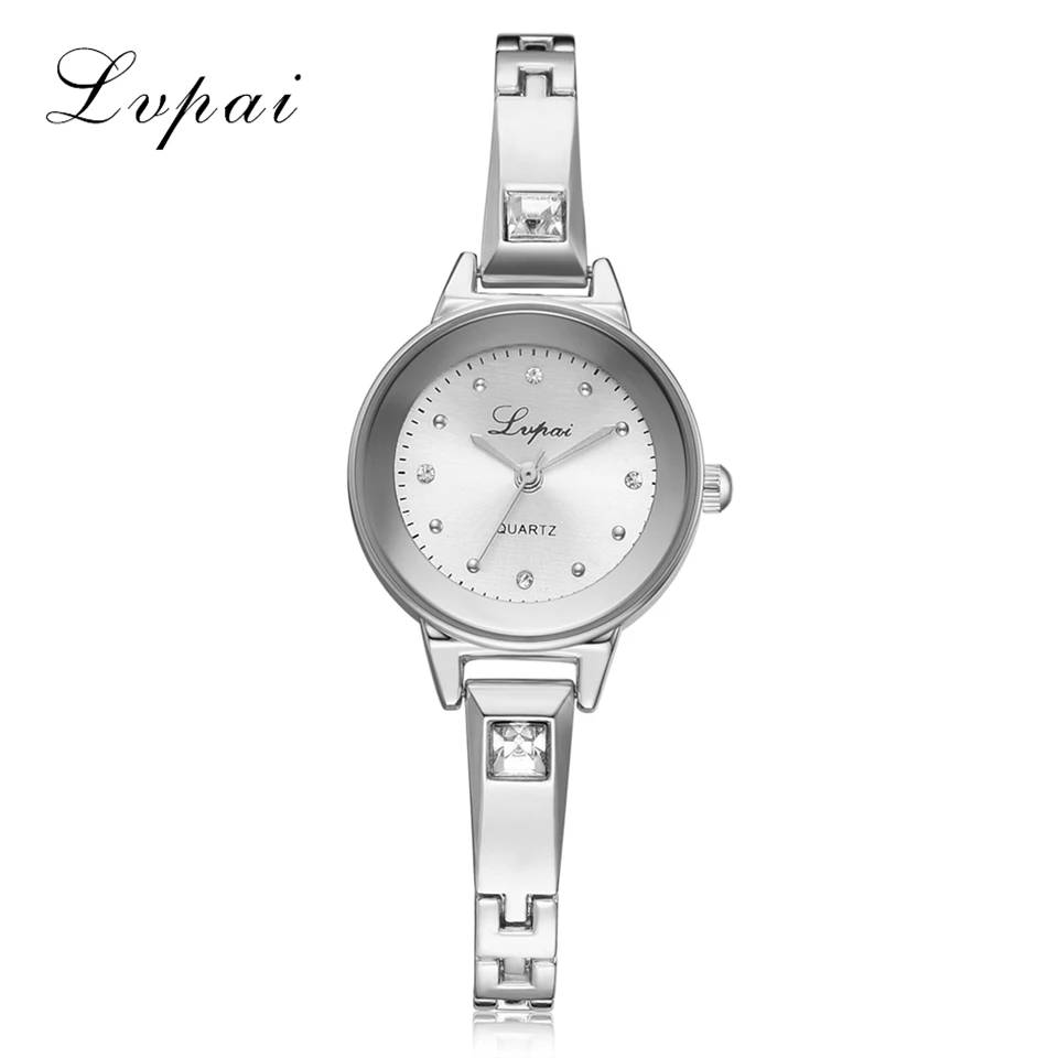 Silver White Lvpai брендовые роскошные женские часы-браслет из нержавеющей стали Элегантные Стразы с циферблатом кварцевые повседневные наручные часы подарок Reloj Mujer - Цвет: Silver White