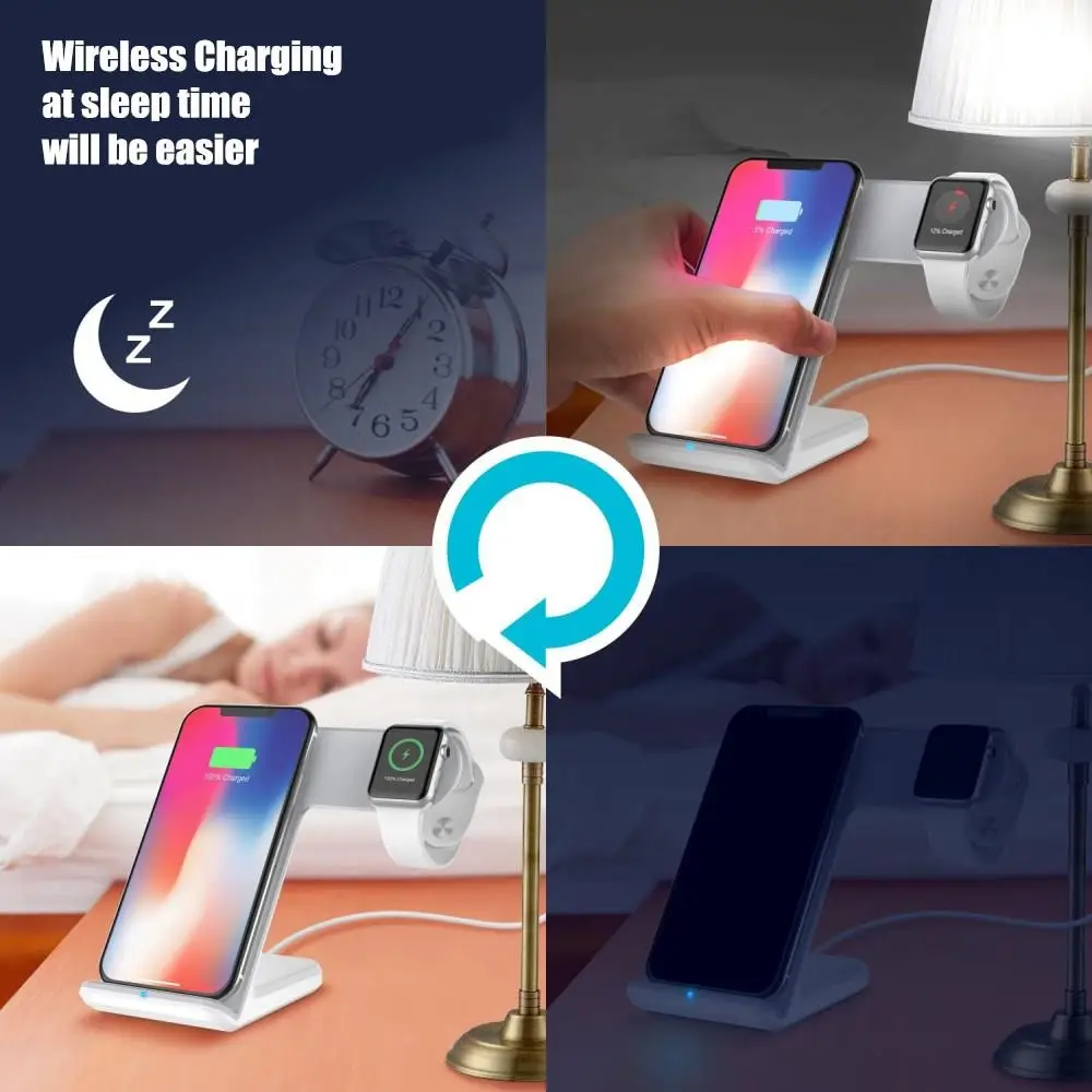 2 в 1 быстрой зарядки Qi Беспроводной Зарядное устройство для Apple watch 3 iPhone XS Max XR X 8 Plus