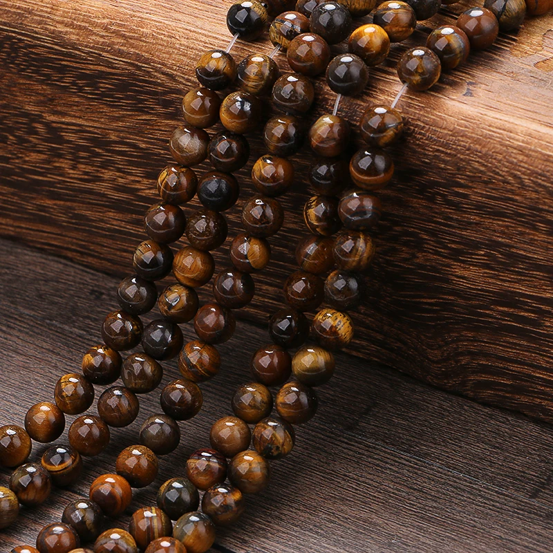 Wholesale Natural Tiger Eye Round Loose Stone Beads For Jewelry Making Diy Bracelet Necklace 4/6/8/10/12 mm Strand 15'' | Украшения