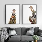 Современные милый анималистический рисунок милый дом Декор Скандинавская Картина на холсте яркие настенный художественный принт в минималистском стиле плакат для Гостиная