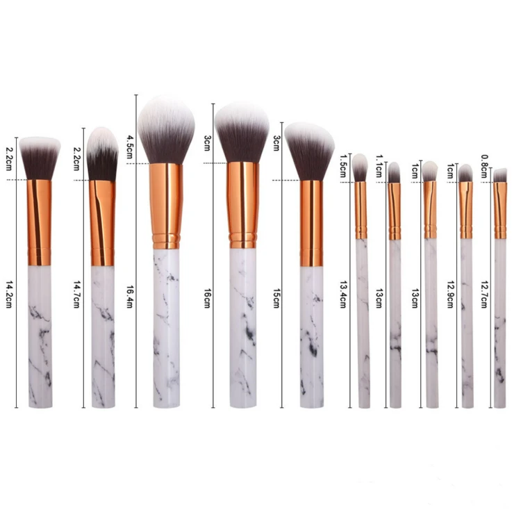 10 шт. Профессиональные кисти для макияжа с мраморным покрытием | Красота и