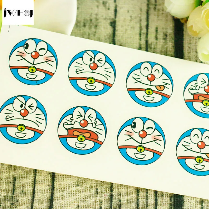 8 шт. мультяшная Круглая Бумажная наклейка doraemon для детей ручная работа