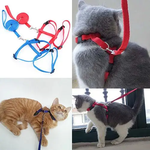 

HOT SALE! Adjustable Nylon Cat Collar Puppy Pet Harness Collar Lead Leash Traction Safety Rope for Cats