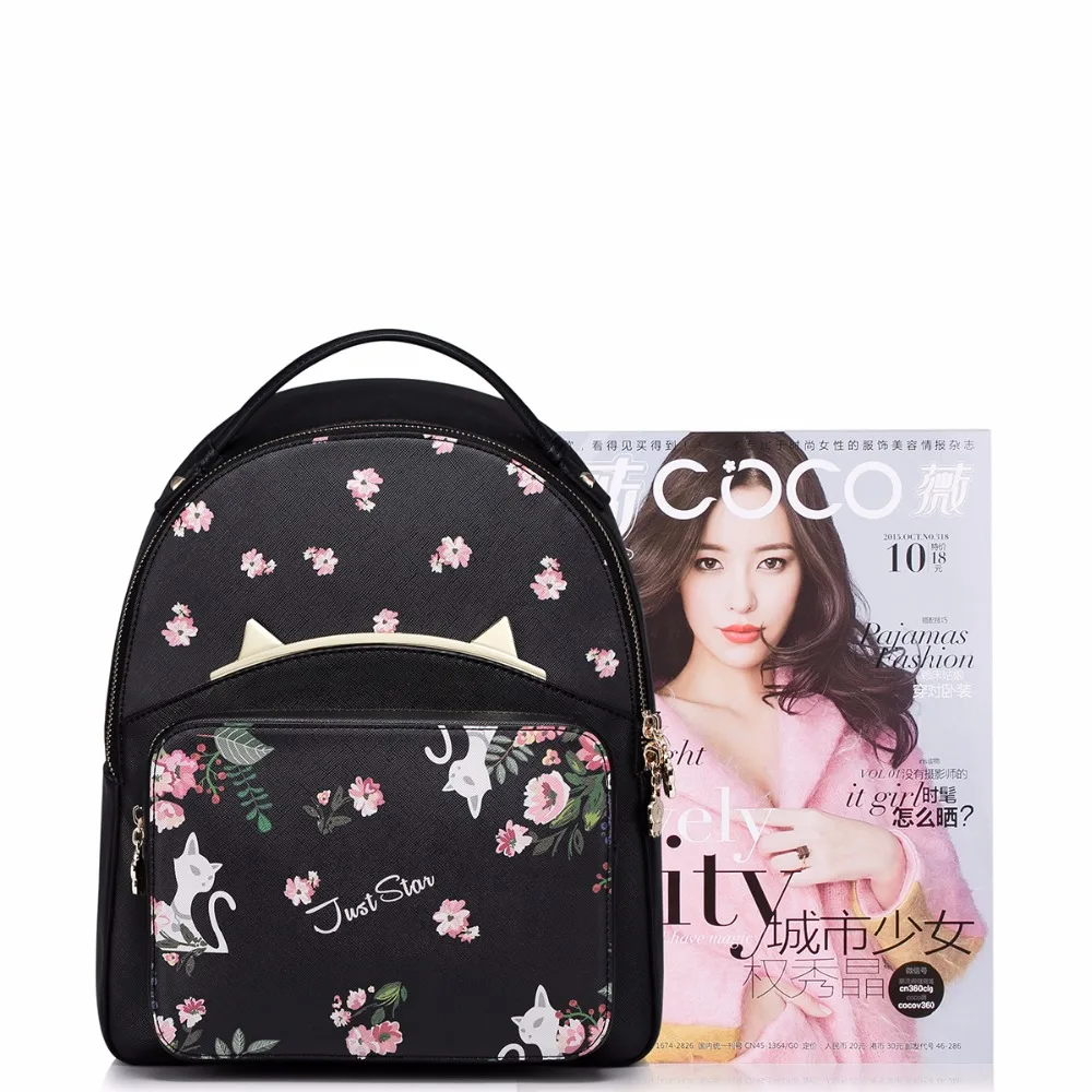 Фирменный дизайн с кошачьими ушками цветочным принтом из искусственной кожи