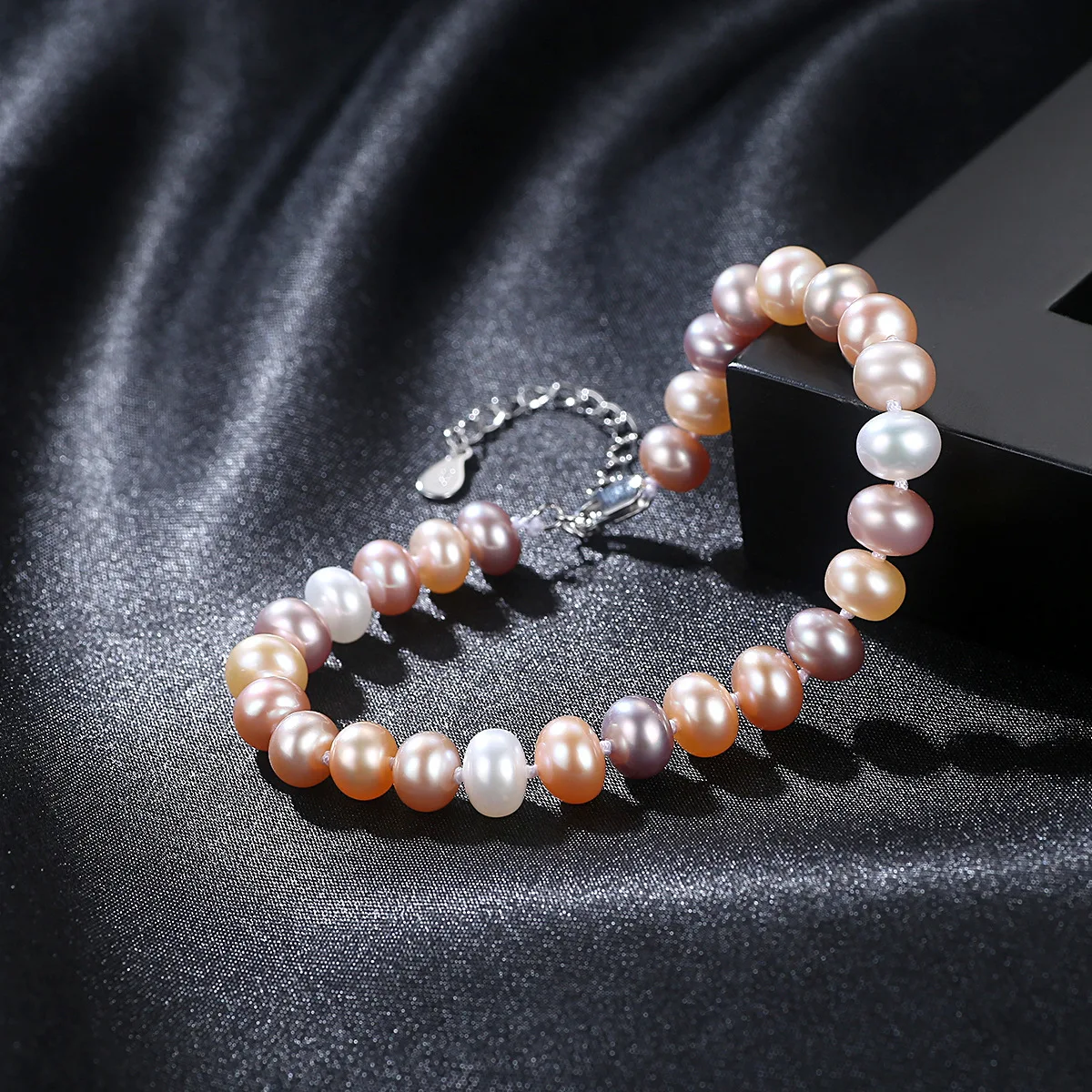 GB Flat Natural Freshwater Pearl Bracelet Fashion Classic Female Hand Accessories 6-7mm Beads Bangles For women | Украшения и