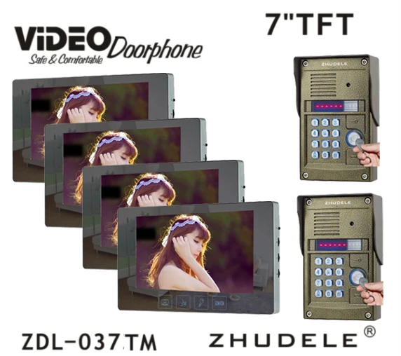 ZHUDELE разумная домашняя система безопасности Интерком 7 'LCD видео домофон монитор