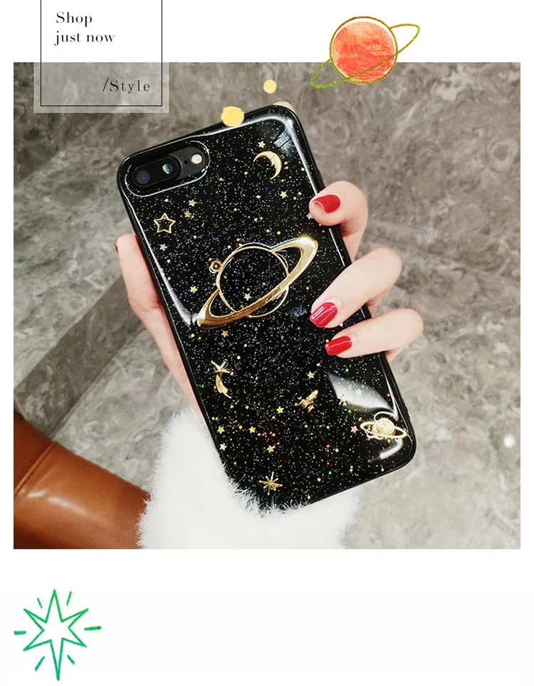 Роскошный блестящий милый чехол для телефона Space Planet для iPhone X, XR, XS, MAX, 6, 6 S, 7 Plus, прозрачная Мягкая силиконовая задняя крышка для iPhone 7, 8 Plus