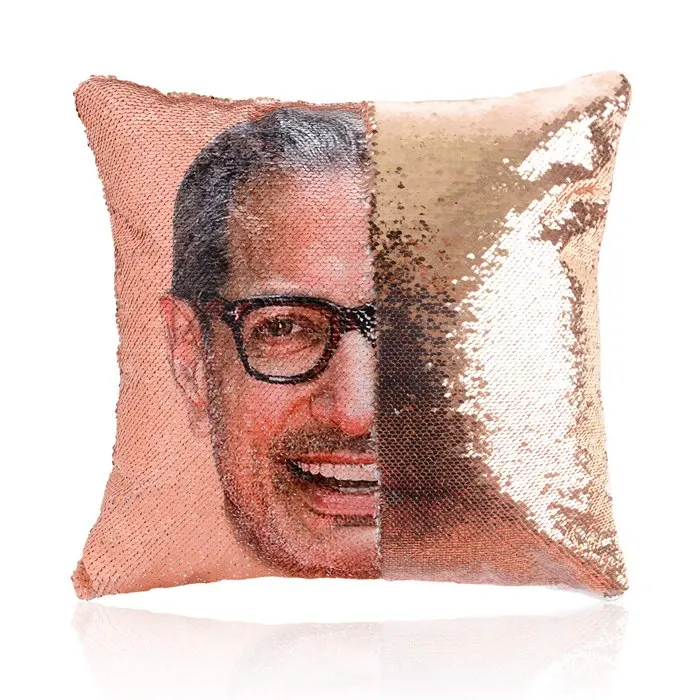 Большая Акция Jeff Goldblum улыбающееся лицо Русалка Реверсивный флип блесток бросок Наволочка-Забавный кляп Подарочный чехол для подушки