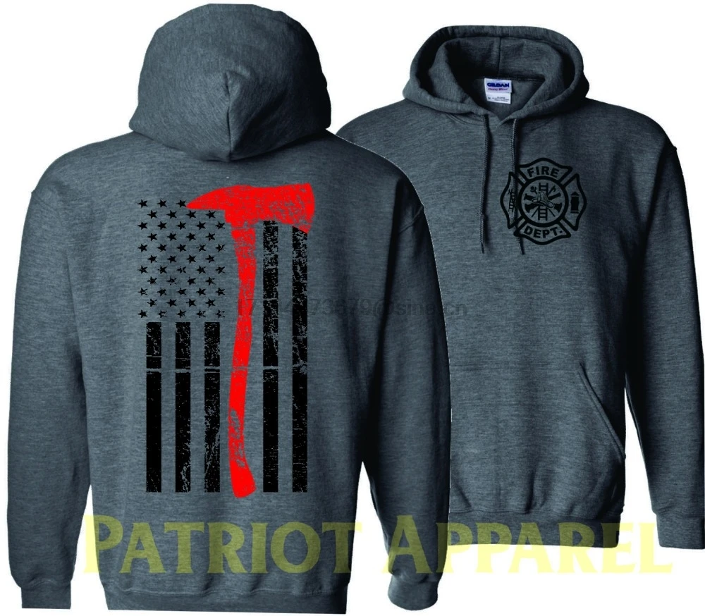 Толстовка с капюшоном тонкая красная линия топор флаг пожарного