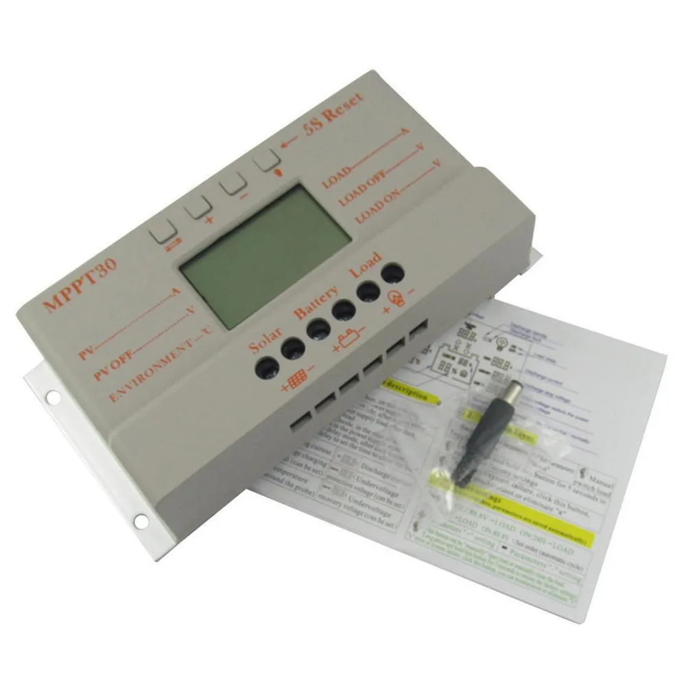 Регулятор заряда панели солнечных батарей 12V 24V 380W 760W с ЖК дисплеем USB 30A MPPT цвет