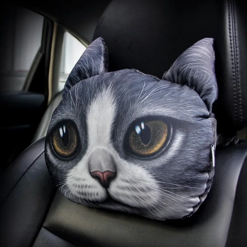 

1 PCS DIY car styling New Polyester 3D lifelike cartoon doge dog and cat car headrest cover case for AUDI A6L parts accessories