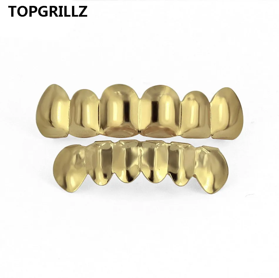 TOPGRILLZ позолоченные хип-хоп ЗУБЫ Grillz Top& Bootom Groll набор с силиконовыми зубами вампира лучший подарок на Рождество - Окраска металла: Gold Set