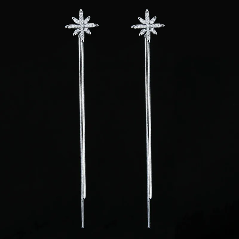 Серебряные серьги-гвоздики из стерлингового серебра S925 пробы с кисточками после