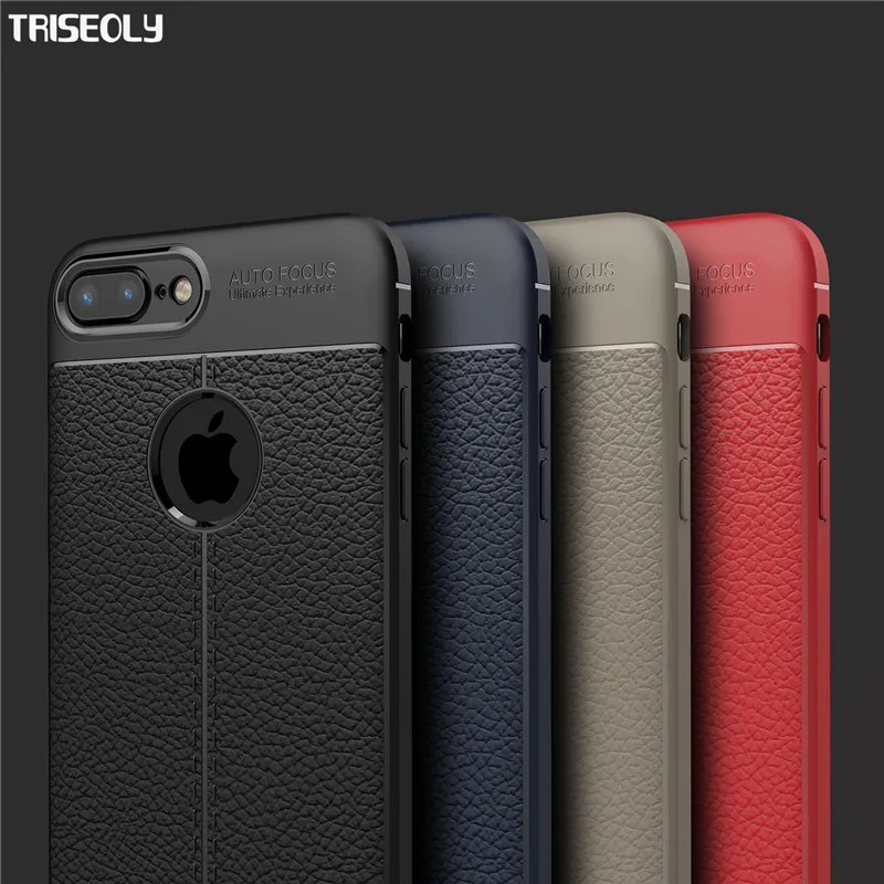 Triseoly For iPhone X Case Ten 8 Plus Top Quality Carbon Fiber Leather Soft 7 6 6S Cover |
