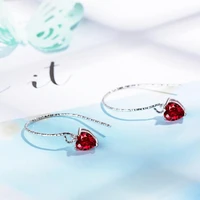 beautiful flash exquisite silver plated jewelry personality red rose heart shaped love temperament dangle earrings xze207