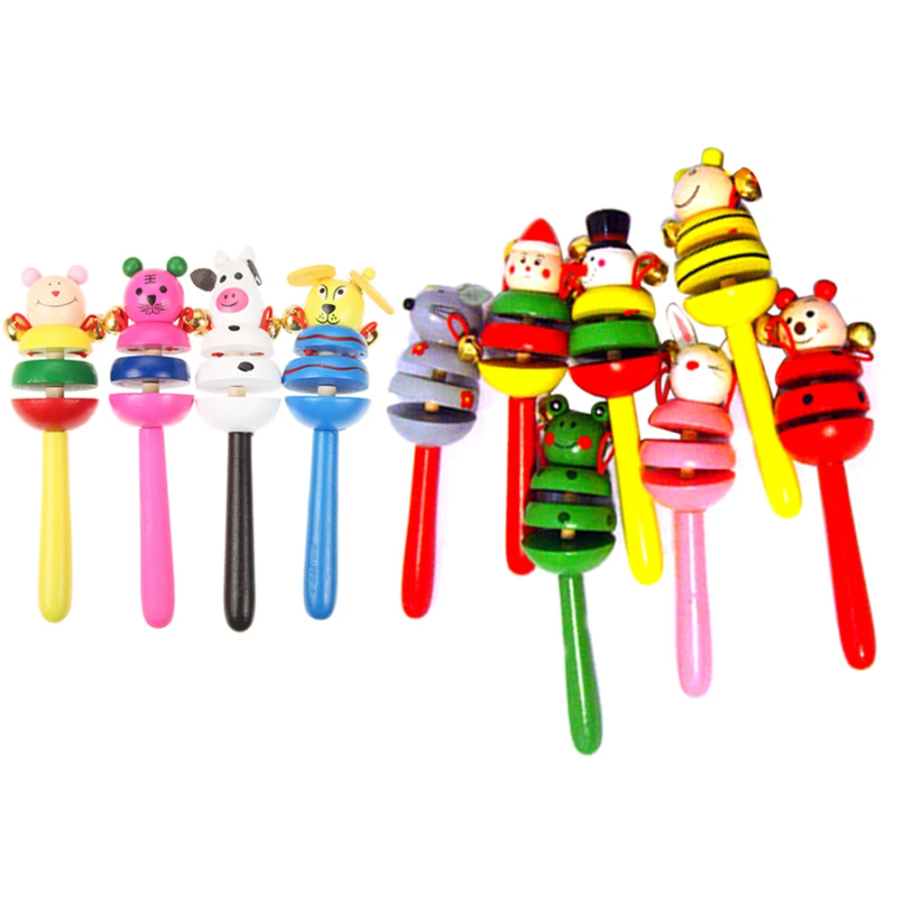 1 шт. детские игрушки погремушки деревянная активная палочка с колокольчиком